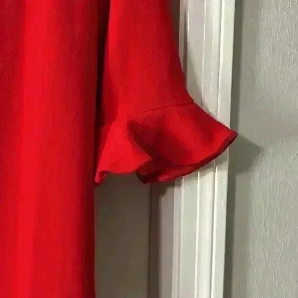 Kate Spade Luna red fluted sleeve wool shift dress